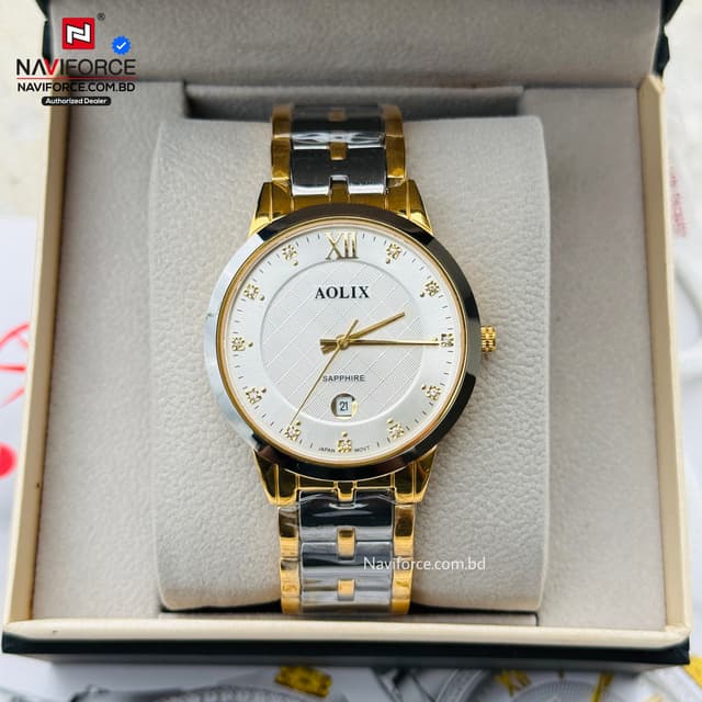 Aolix 6827 Men's Watch - Silver Gold White