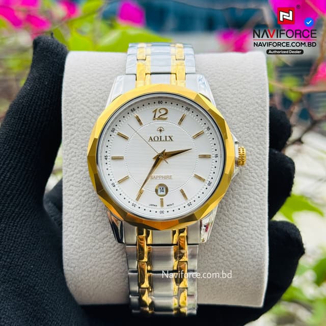 Aolix 9150 Men's Watch - Silver Gold White 