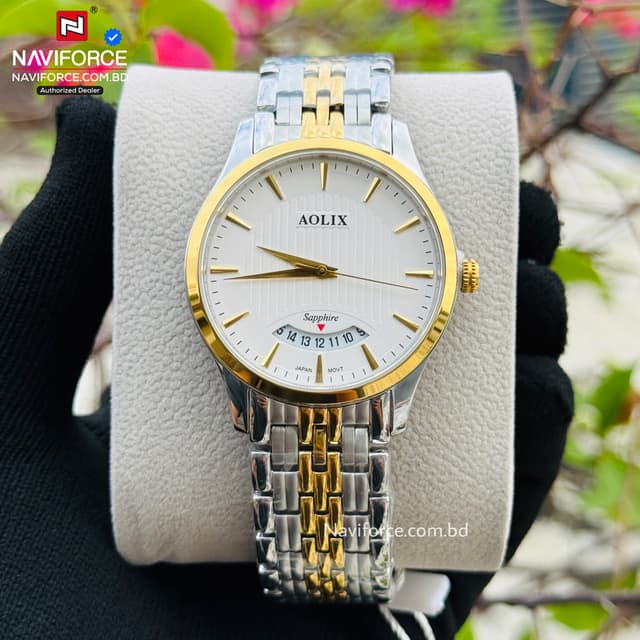 Aolix 9132 Men's Watch - Silver Gold White