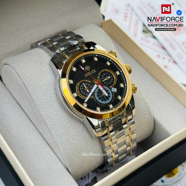 Aolix 7049 Men's Watch - Silver Gold Black 