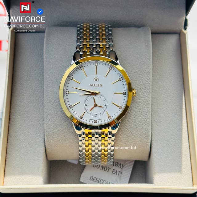 Aolix 9139 Men's Watch - Silver Gold White