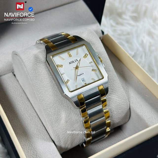 Aolix 9198 Men's Watch - Silver Gold White