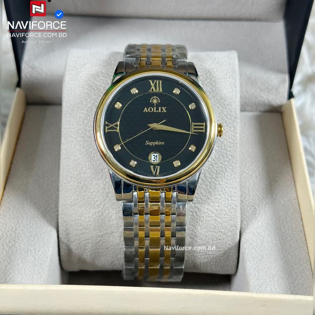 Aolix 9160 Men's Watch - Silver Gold Black 