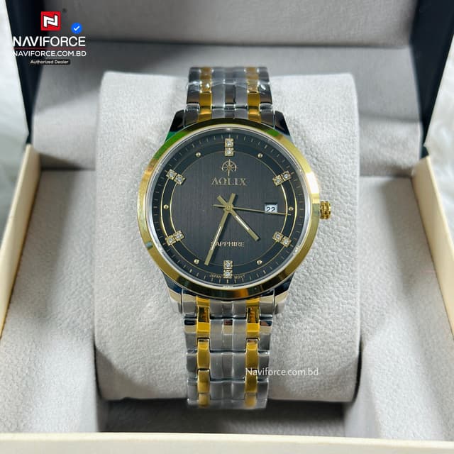 Aolix 9195 Men's Watch - Silver Gold Black