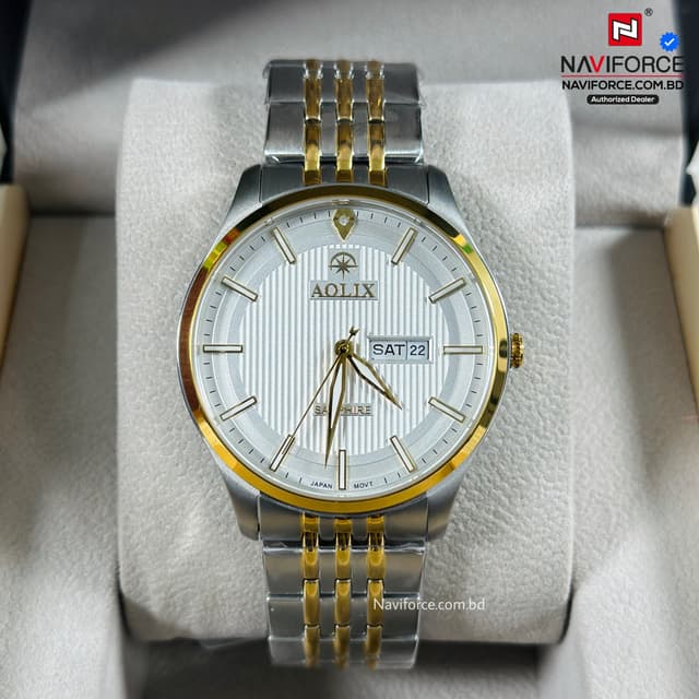 Aolix 9190 Men's Watch - Silver Gold White