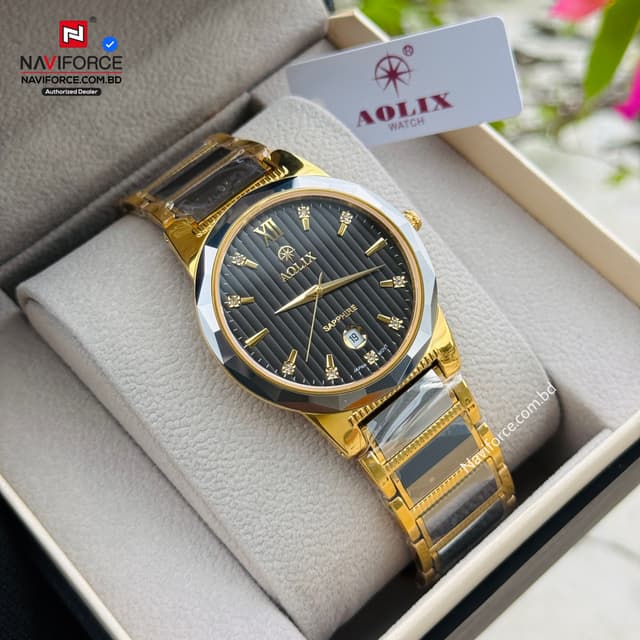 Aolix 6825 Men's Watch - Silver Gold Black 
