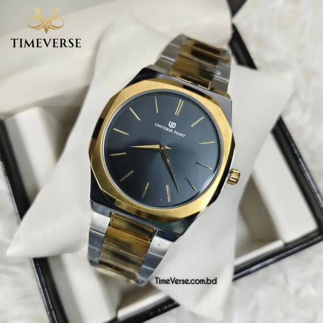 Universe Point 7666 Men's Watch - Silver Gold Black