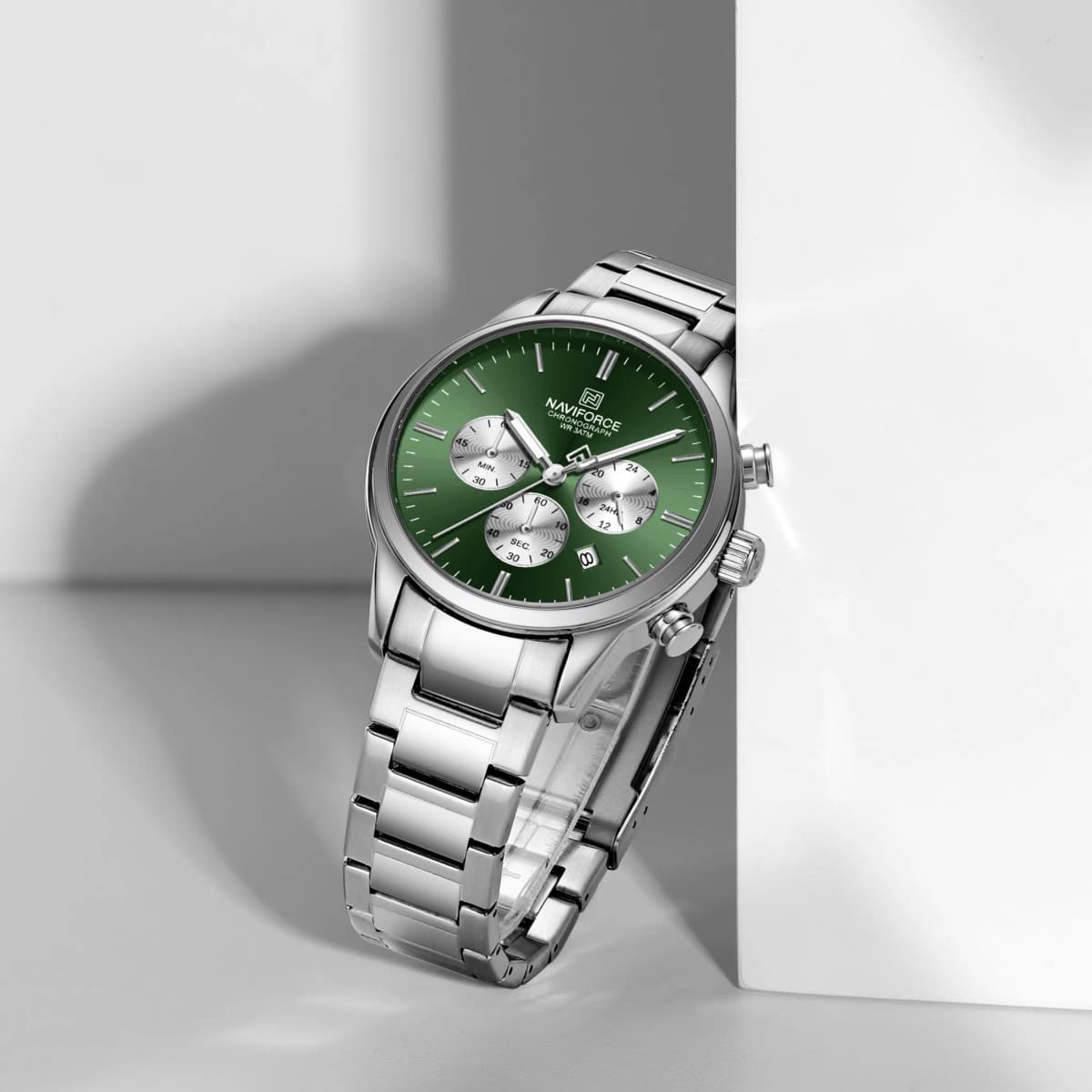 Naviforce 8076 For Men - Silver Green