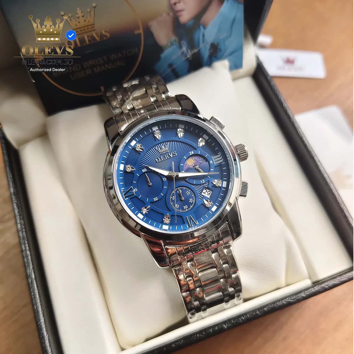 Olevs 2951 CH - Silver Blue For Men