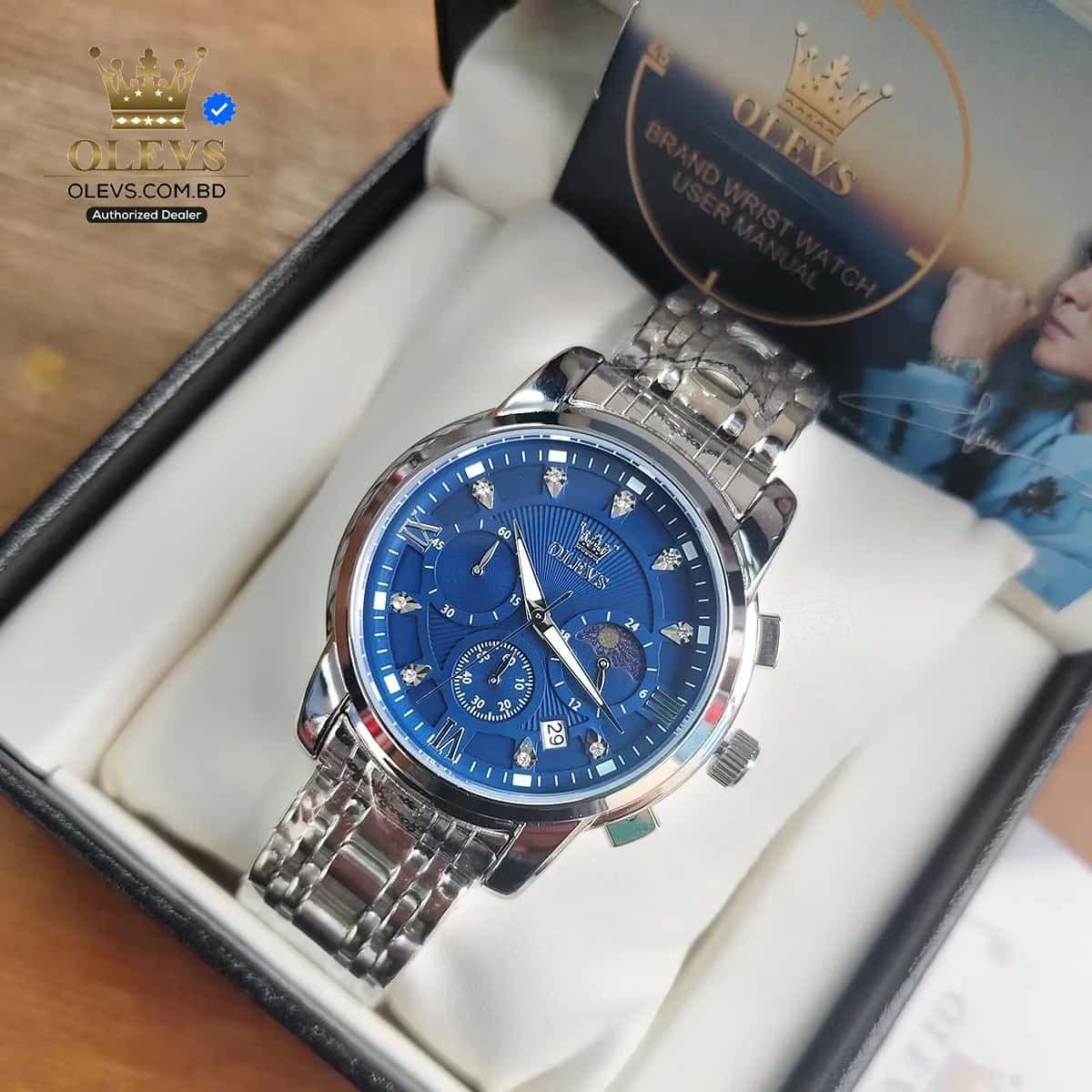 Olevs 2951 CH - Silver Blue For Men