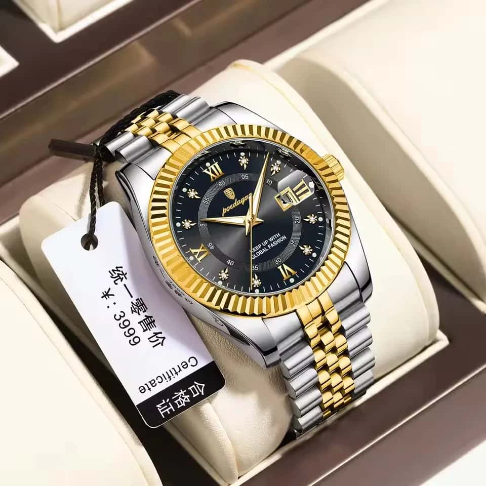 Poedagar 910 CH For Men - Silver Gold Black