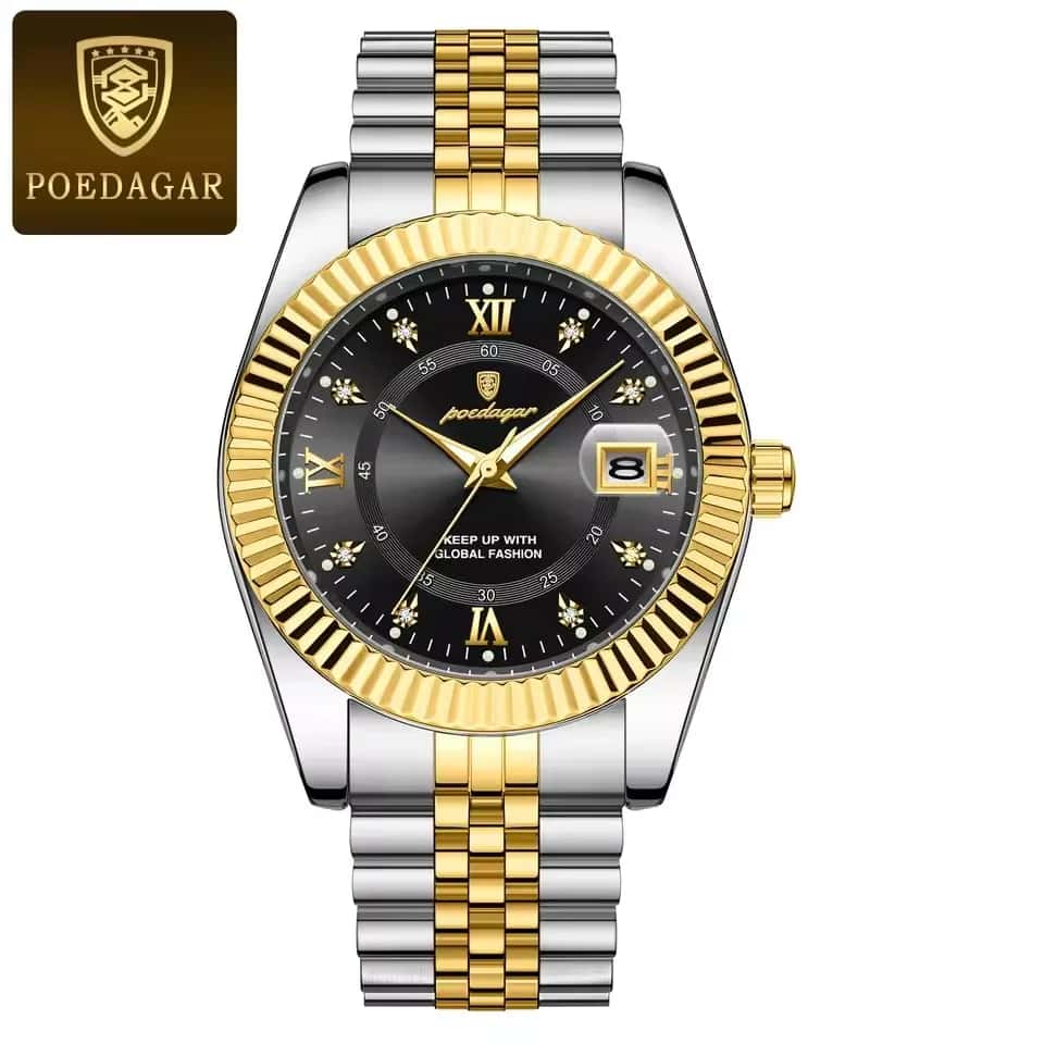 Poedagar 910 CH For Men - Silver Gold Black