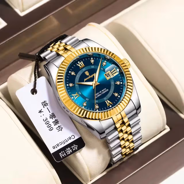 Poedagar 910 CH For Men - Silver Gold Blue