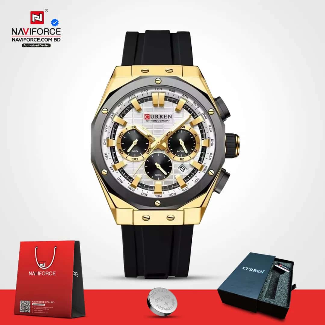 Curren-8464-For-Men-–-Black-Gold-White