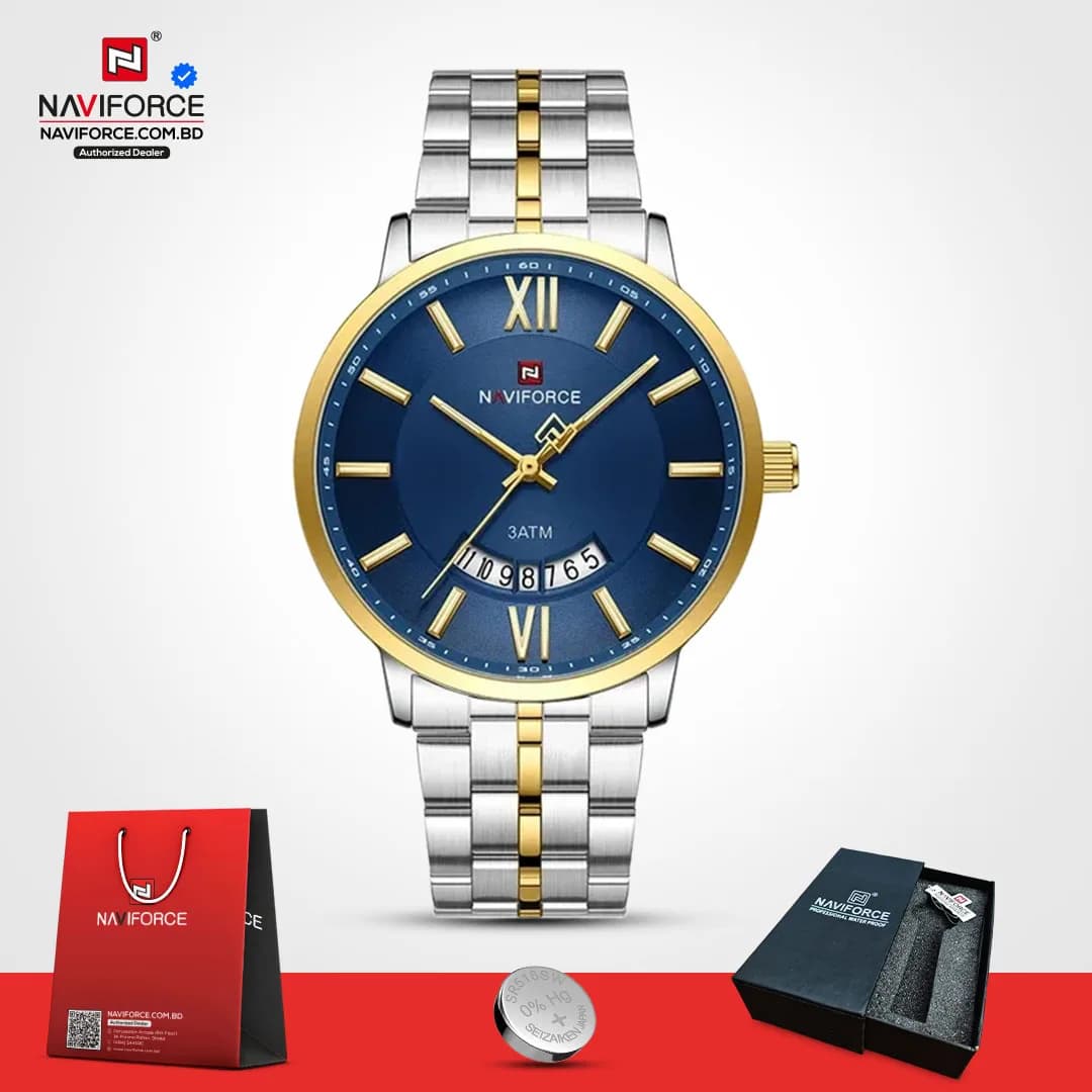 Naviforce-9238-–-Silver-Gold-Blue-For-Men