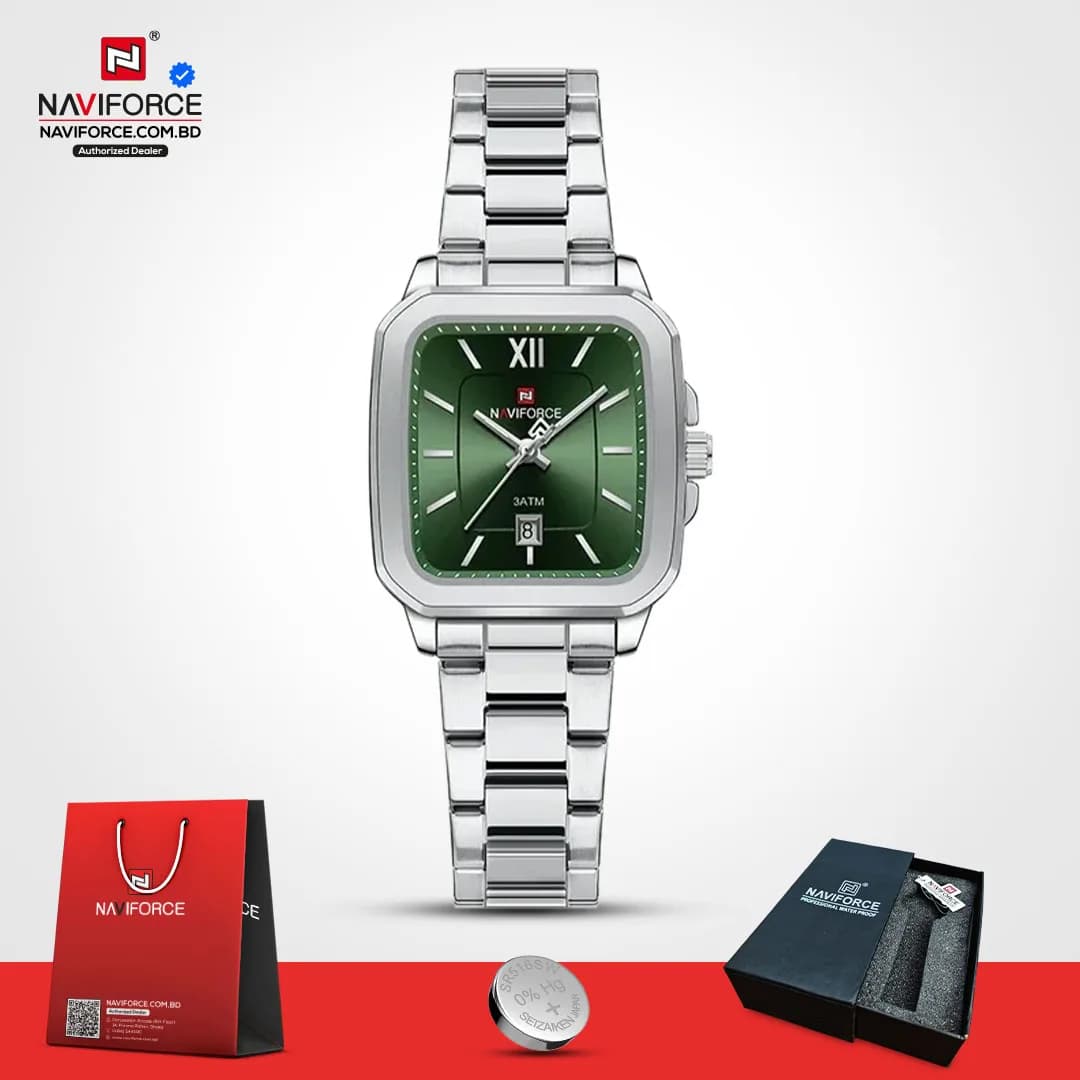 Naviforce-9239-–-Silver-Green-For-Women
