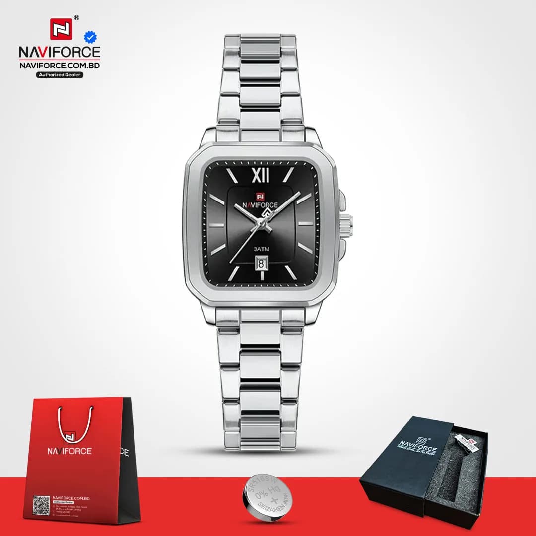 Naviforce-9239-–-Silver-Black-For-Women