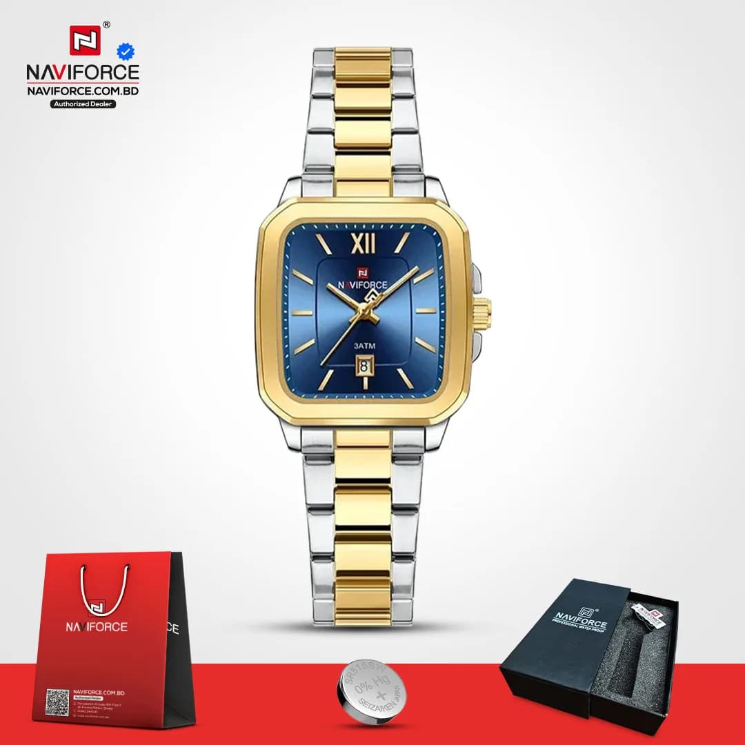 Naviforce-9239-–-Silver-Gold-Blue-For-Women