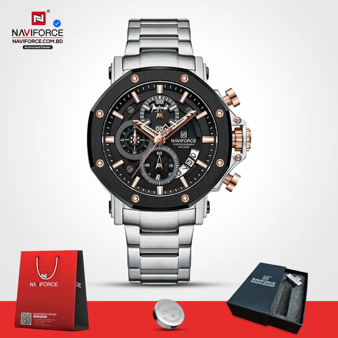 Naviforce-8065-CH-–-Silver-Rose-Black-For-Men