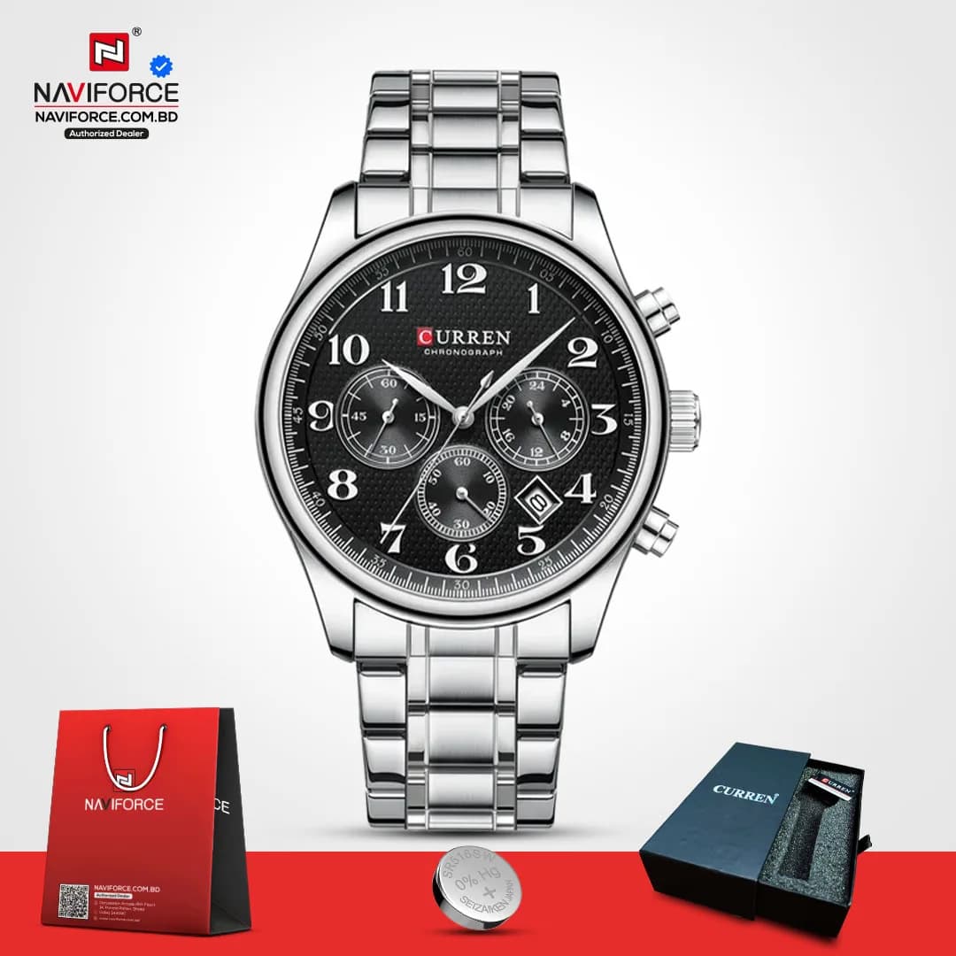 Curren-8466-For-Men-–-Silver-Black