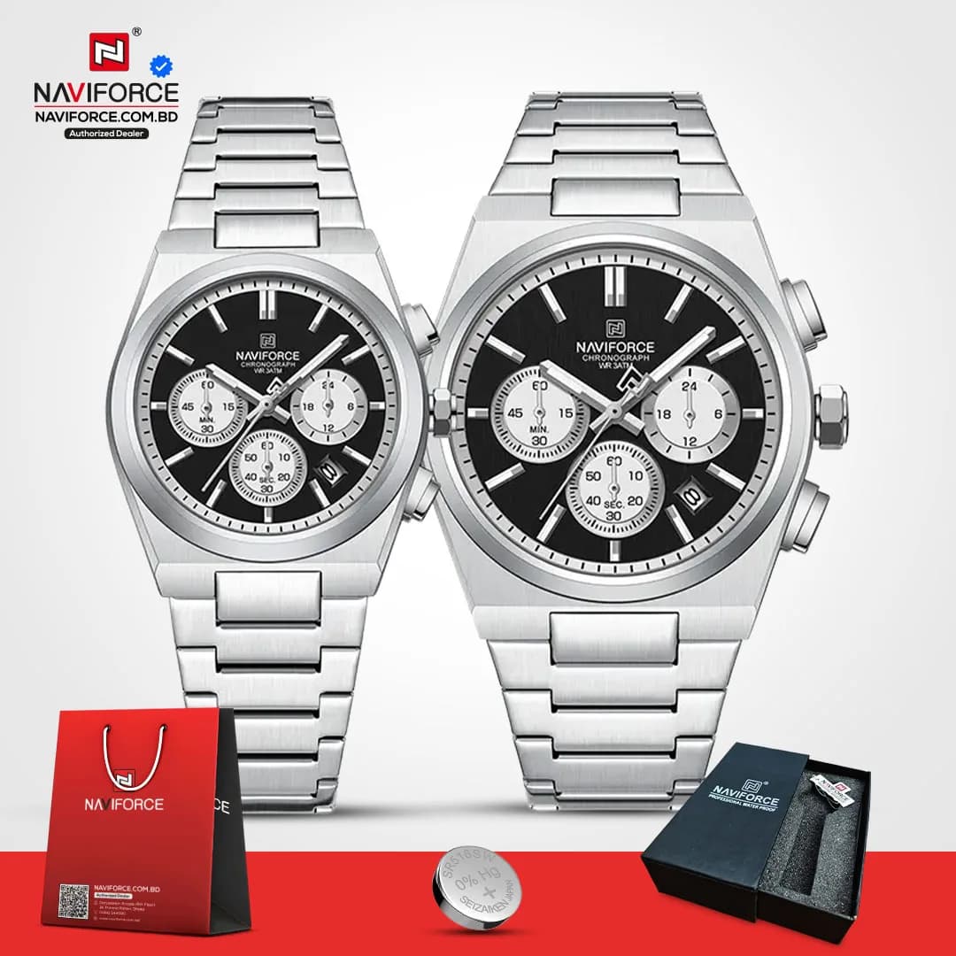 Naviforce-8048-Couple-–-Sliver-Black