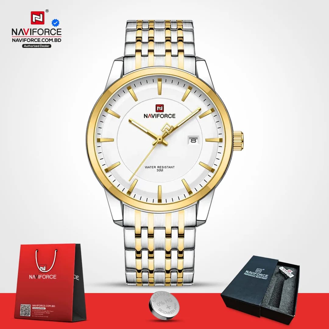 Naviforce-9228-–-Sliver-Gold-For-Man