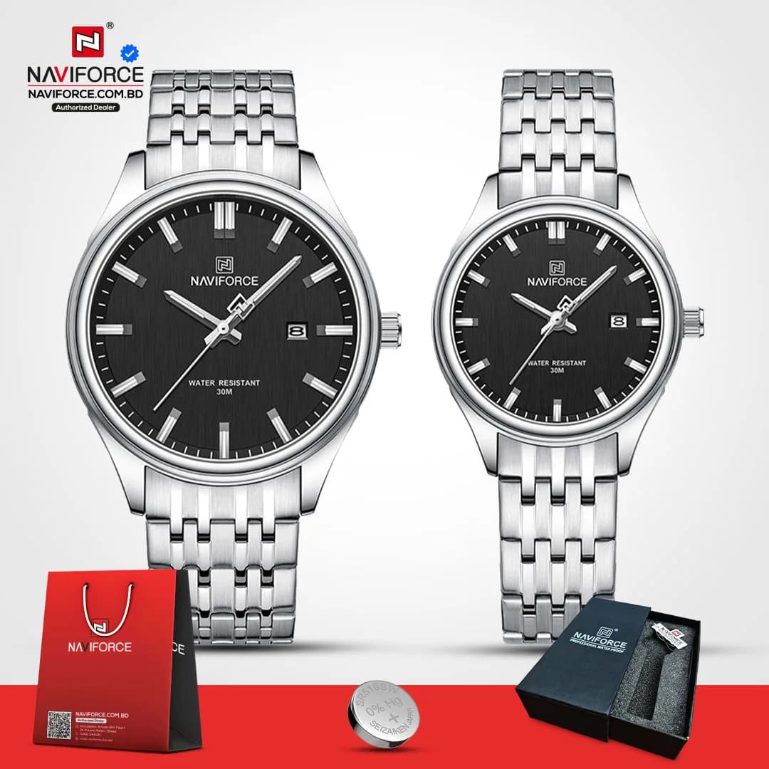 Naviforce-8039-Couple-–-Sliver-Black