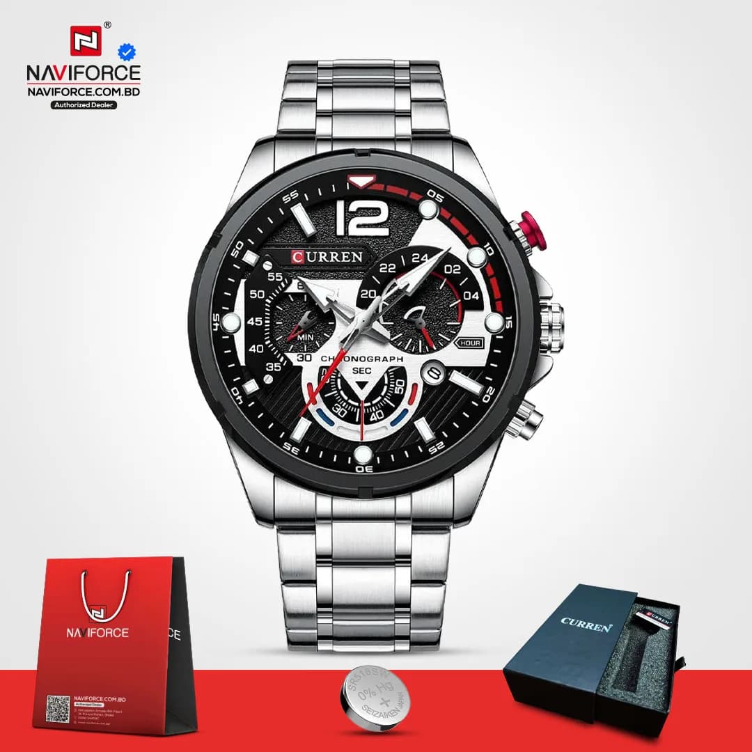 Curren-8395-–-Silver-Black