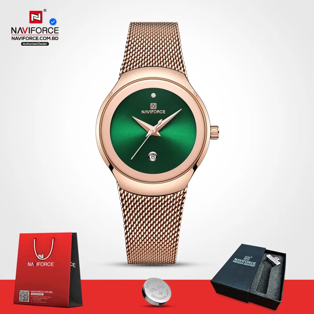 Naviforce-5004-–-RoseGold-Green