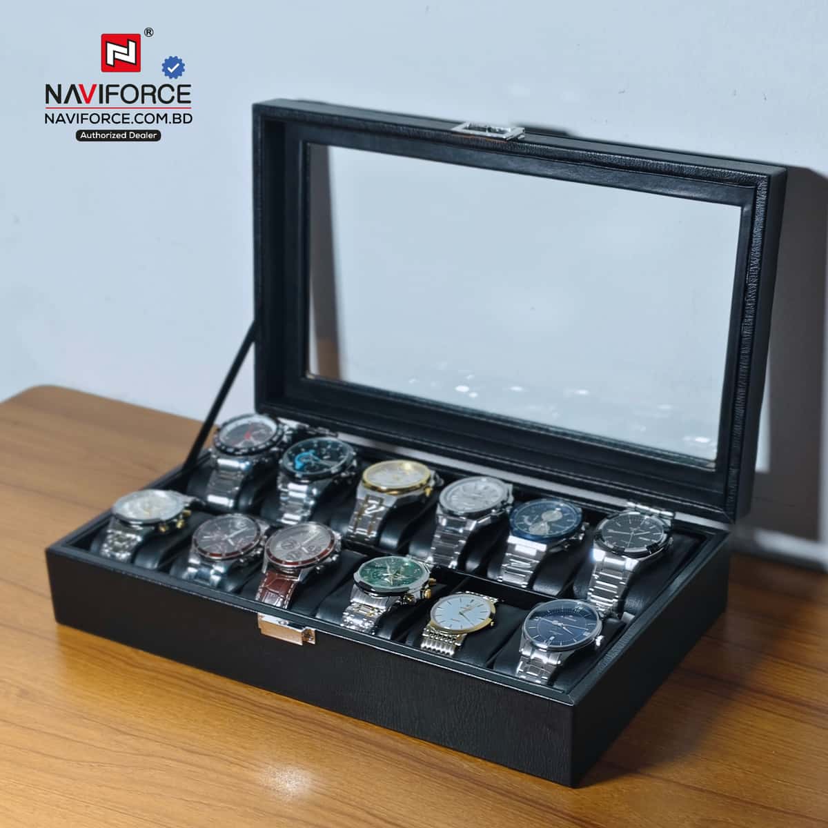 Premium Watch Organizer Box 12 Slot - Black