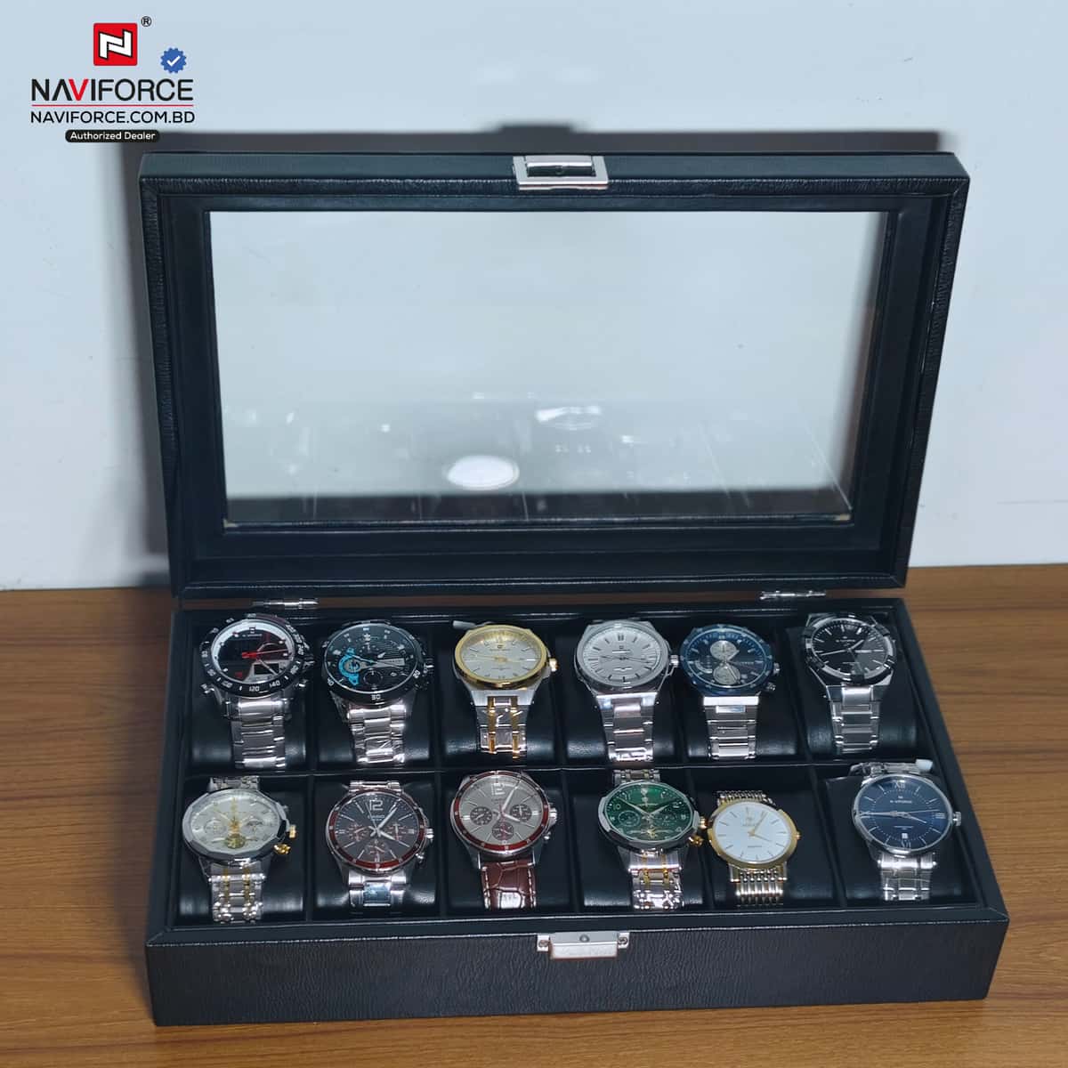 Premium Watch Organizer Box 12 Slot - Black