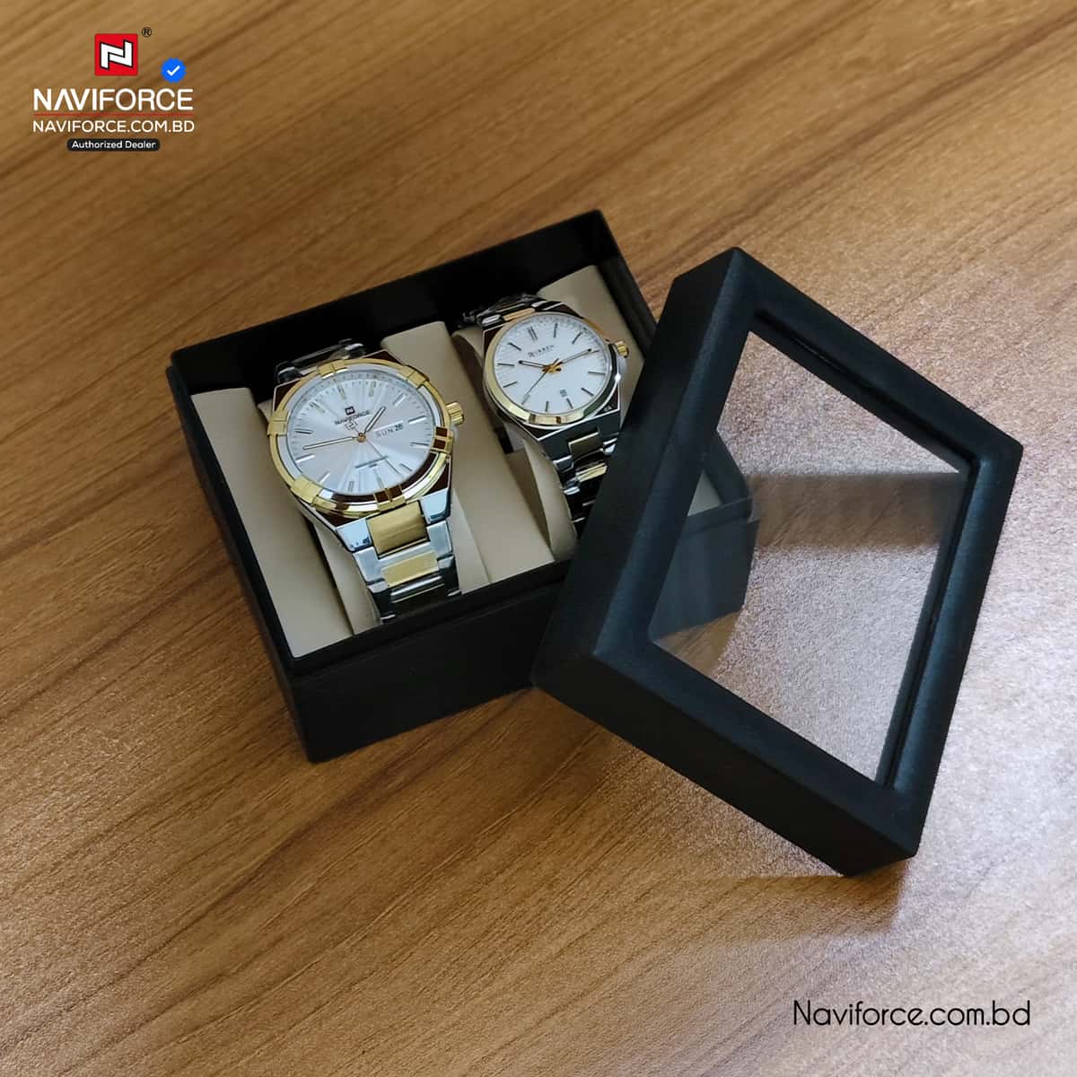 Plastic Watch Box Couple Watch Slot - Black
