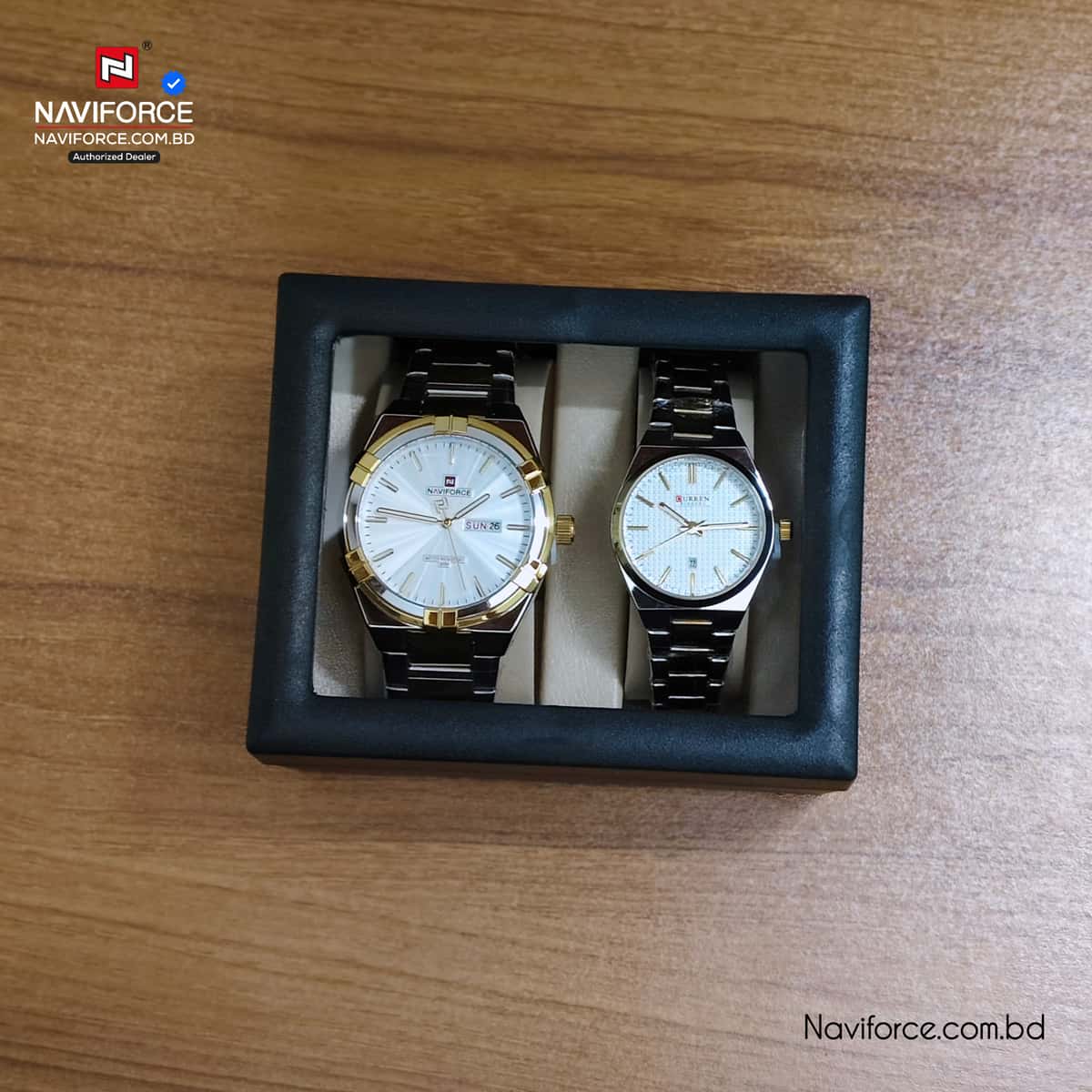 Plastic Watch Box Couple Watch Slot - Black