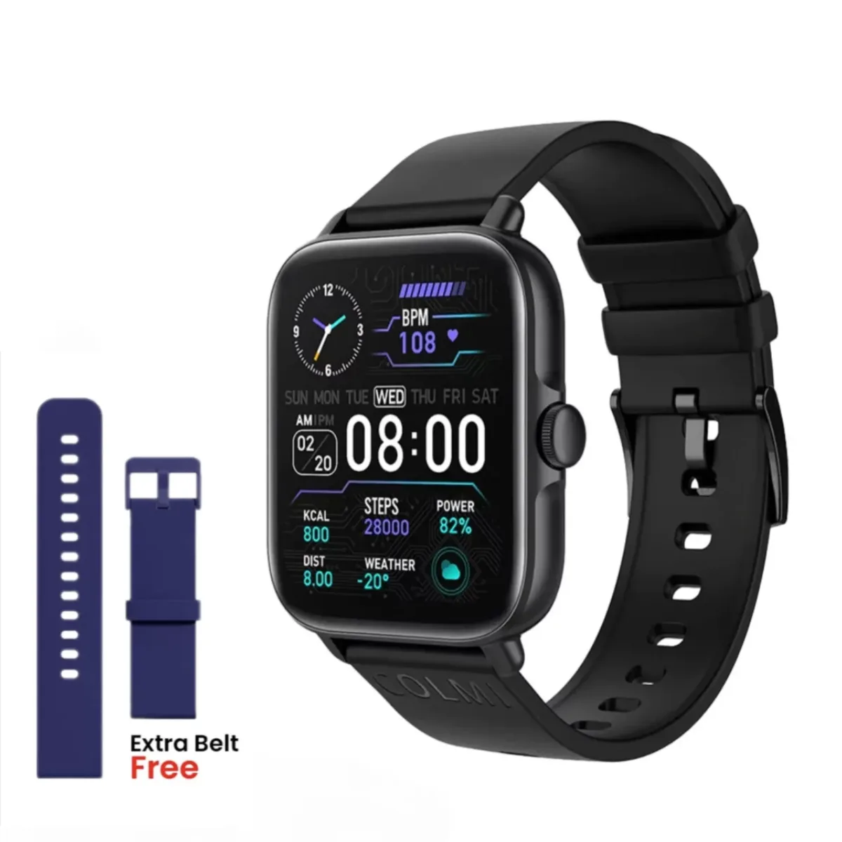 Colmi P28 Plus Smartwatch - Black - Image 1