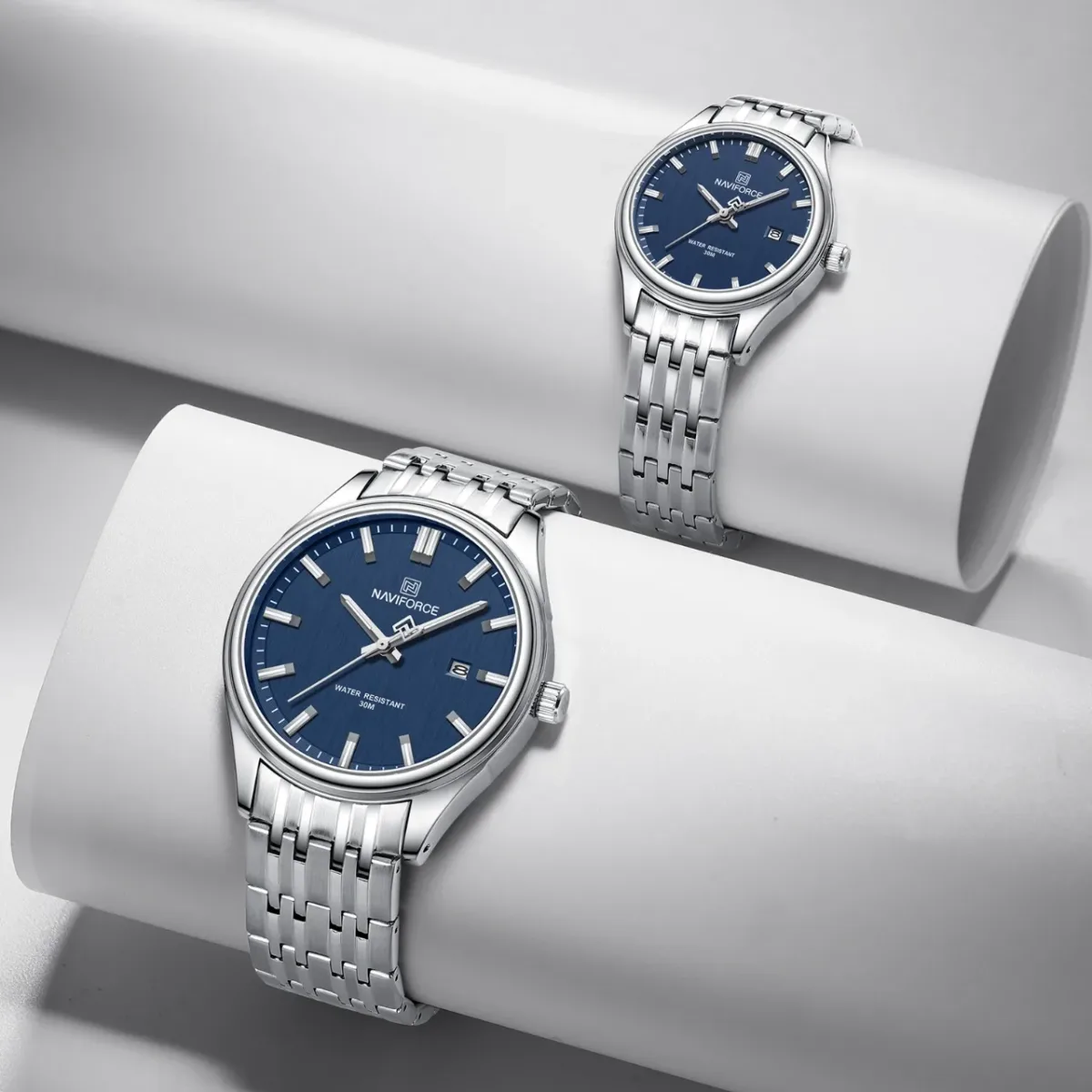 Naviforce 8039 Couple - Sliver Blue - Image 1