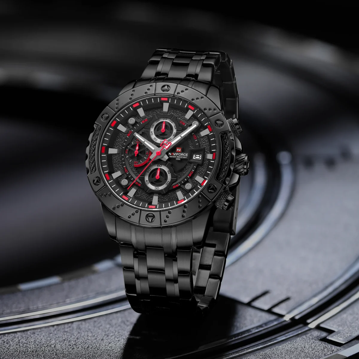 Naviforce 9227 - Black Red - Image 1