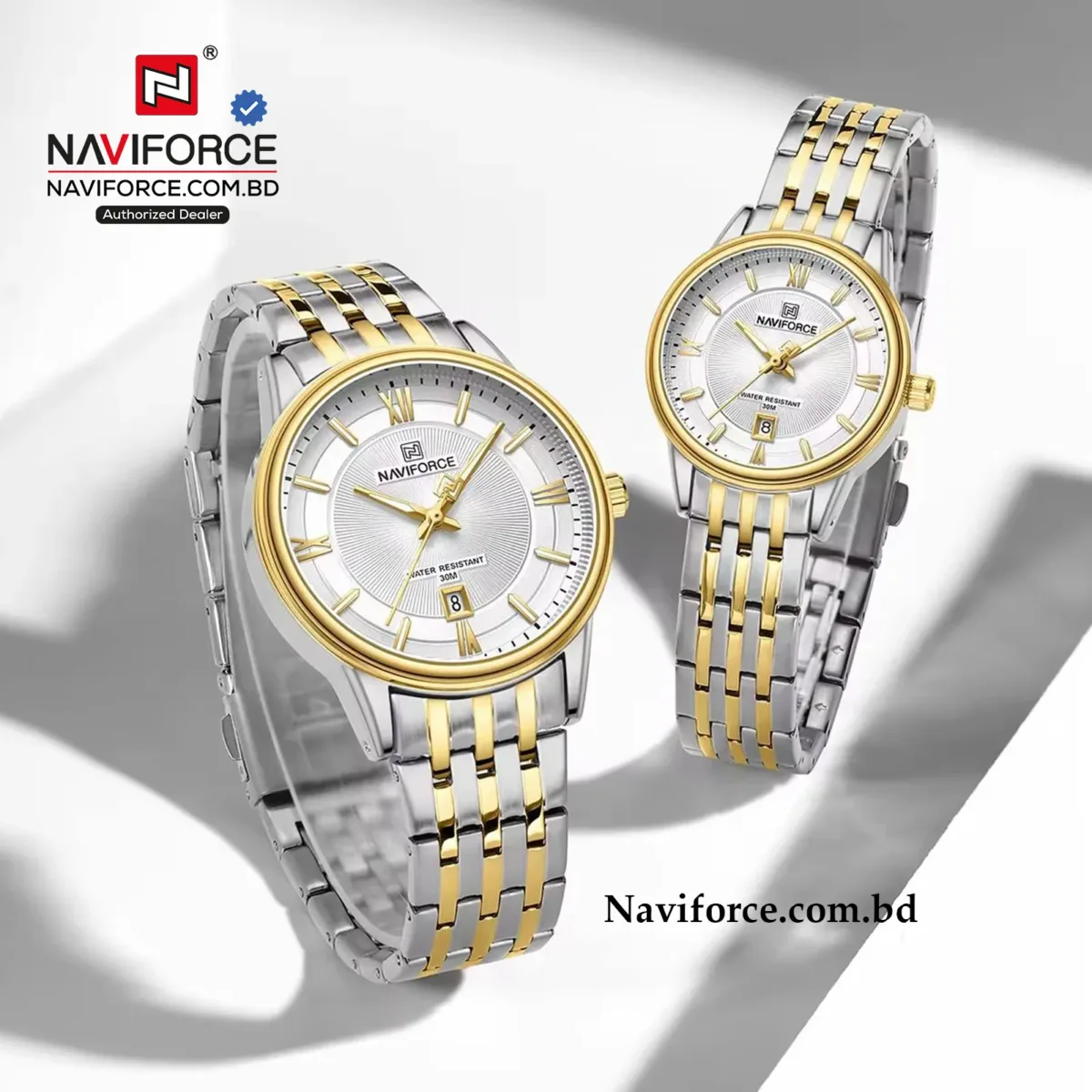Naviforce 8040 Couple - Gold White - Image 1