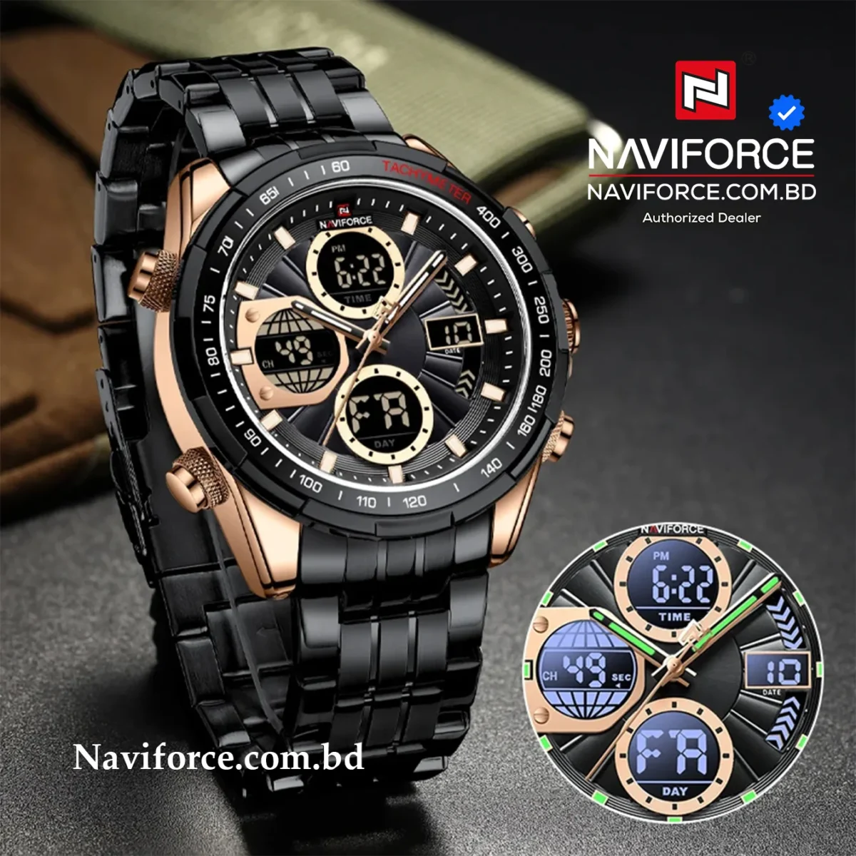Naviforce 9197 CH - Black - Image 1