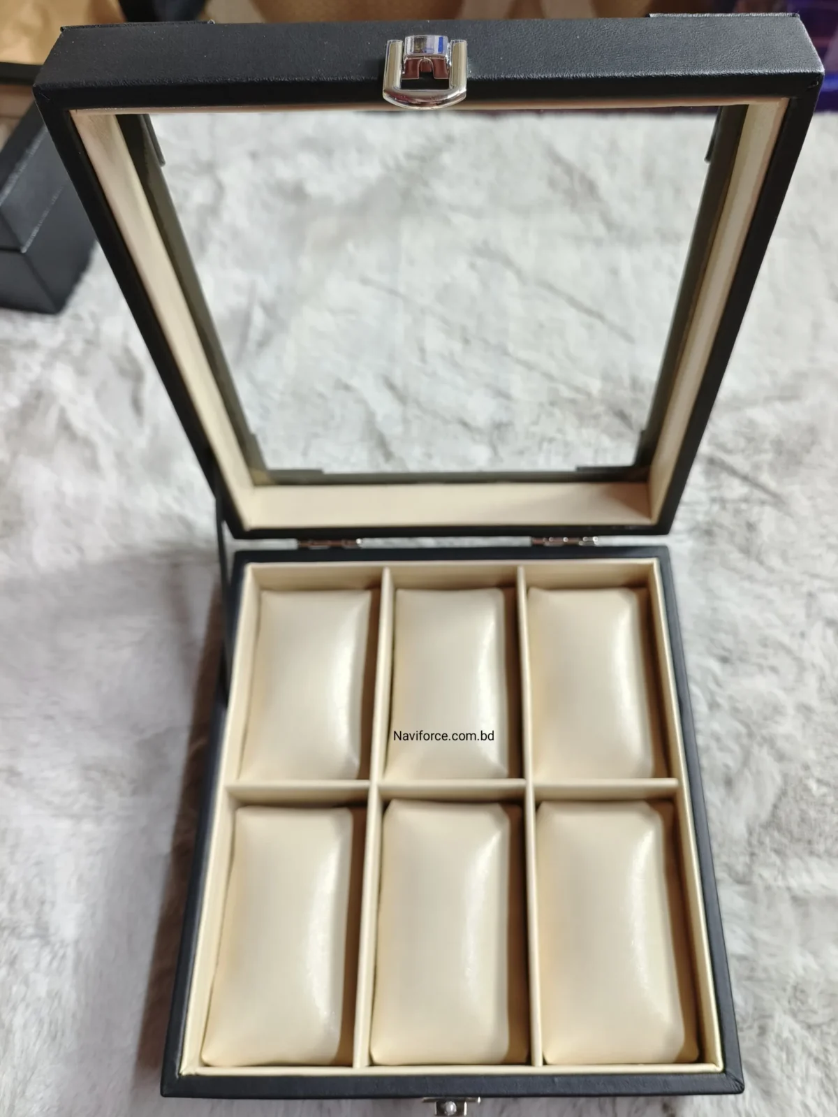 Watch Display Case Wood Box - 6 Slots Black - Image 2