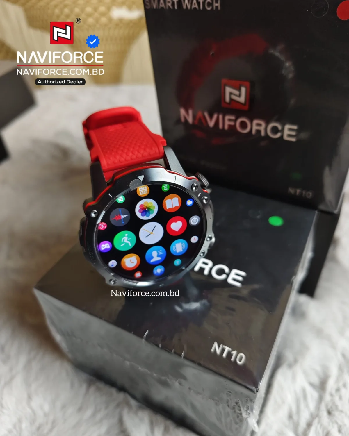 Naviforce NT10 Smart Watch - Black Red - Image 2