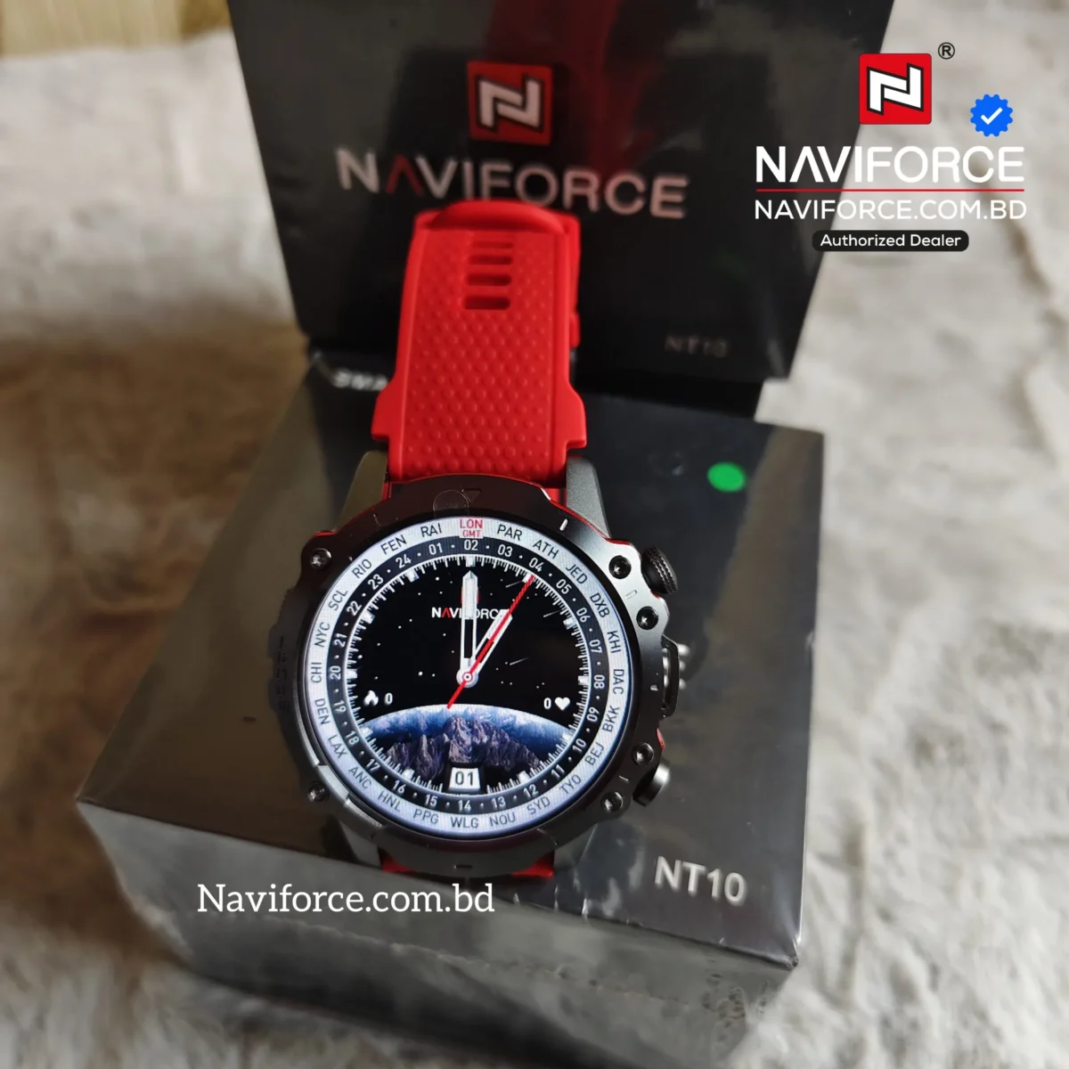Naviforce NT10 Smart Watch - Black Red - Image 4