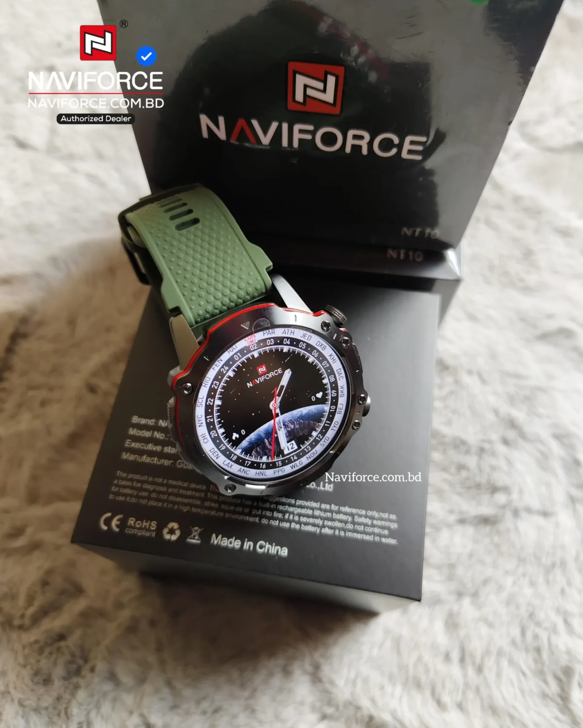 Naviforce NT10 Smart Watch - Black Green - Image 4