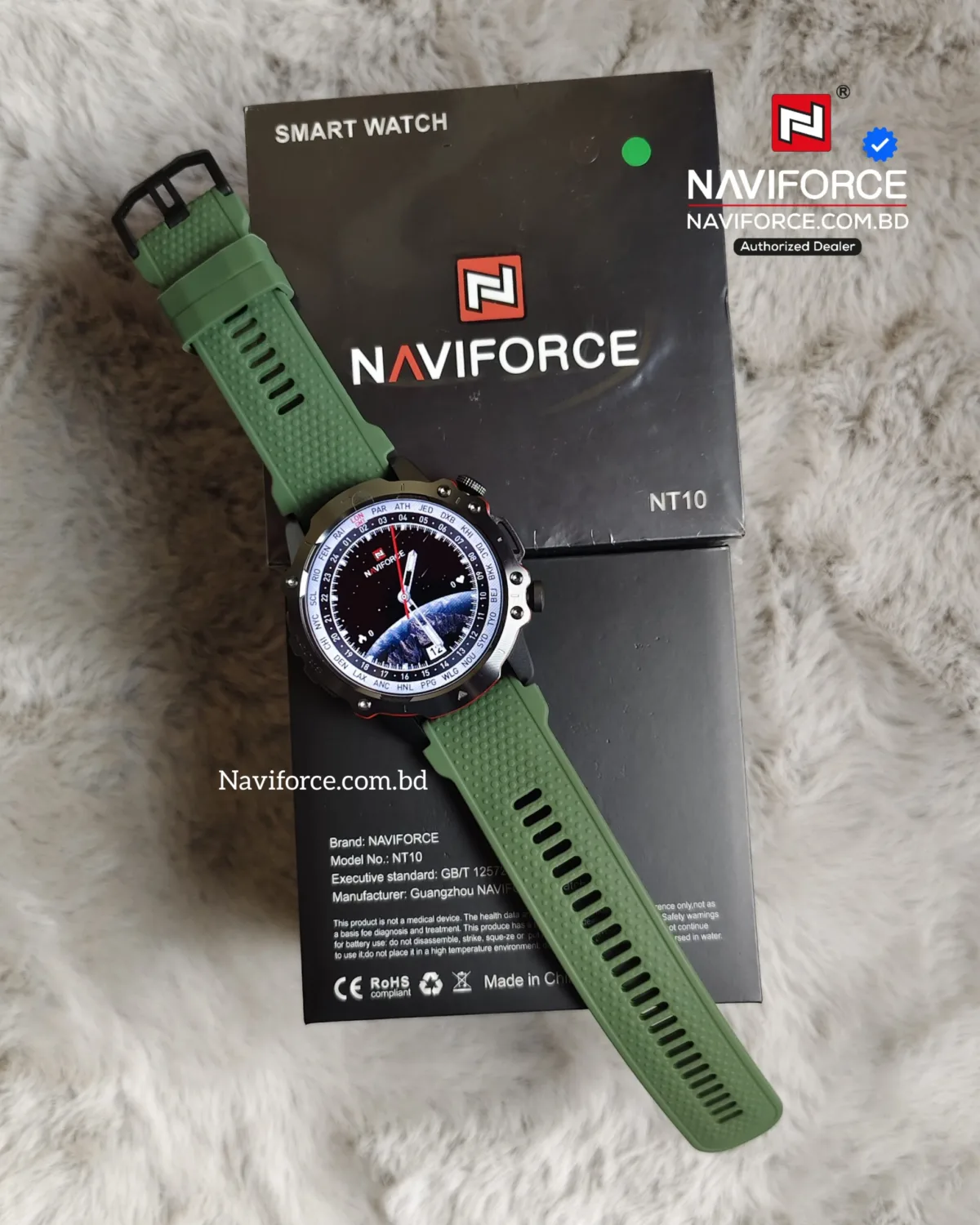 Naviforce NT10 Smart Watch - Black Green - Image 1