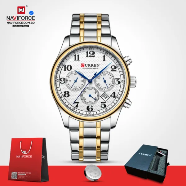 Curren 8466 For Men - Gold White - Image 2