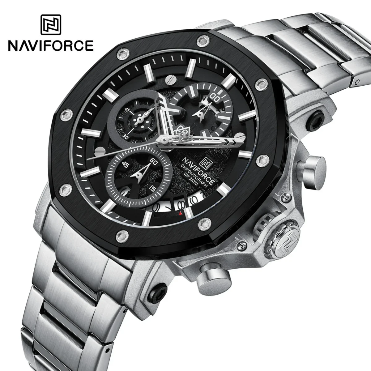 Naviforce 8065 CH - Silver Black For Men - Image 3