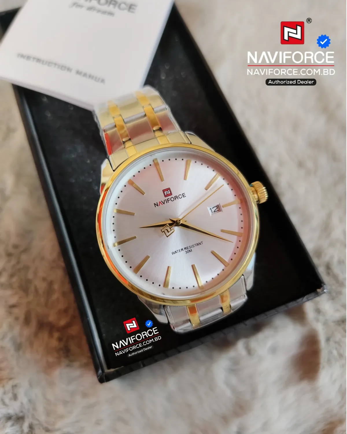 Naviforce 9230 CH - Sliver Gold White For Men - Image 2
