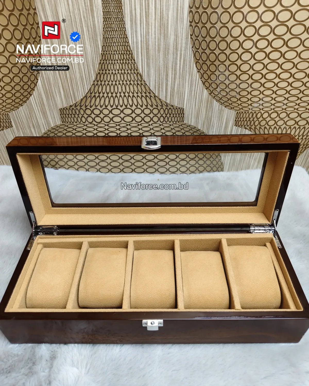 Brown Lacquered Wooden case - 5 Slots - Image 1