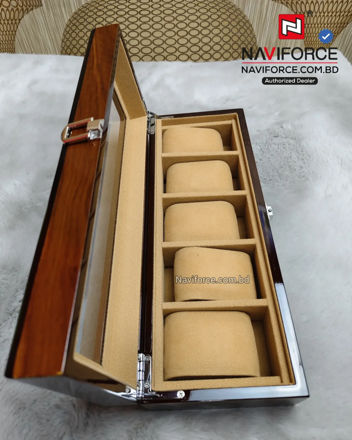 Brown Lacquered Wooden case - 5 Slots - Image 4
