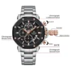 Naviforce 8065 CH - Silver Rose Black For Men - Image 6