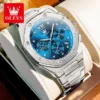 Olevs 3626 CH For Men - Silver Blue - Image 4